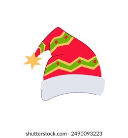 xmas elf santa hat cartoon. red noel, cap cute, winter claus xmas elf santa hat sign. isolated symbol vector illustration