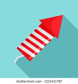 Xmas festive rocket icon. Flat illustration of xmas festive rocket vector icon for web design