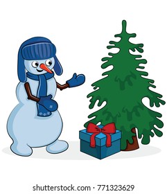 Xmas fir-tree snowman