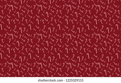 Xmas flat candy cane seamless pattern with red background