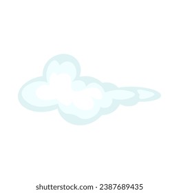 Xmas fluffy cloud. Xmas winter long elongated cloud in cartoon style. Festive New Year vector icon isolated on white background for decoration of holiday design
