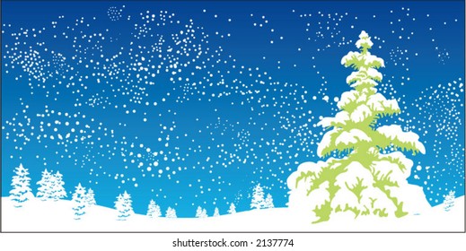 Xmas Forest, Vector Background