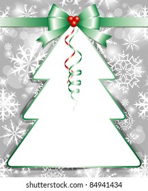 xmas frame with fir and green bow