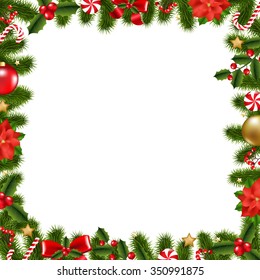 Xmas Frame With Gradient Mesh, Vector Illustration