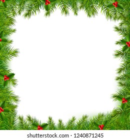 Xmas Frame Isolated With Gradient Mesh, Vector Illustration
