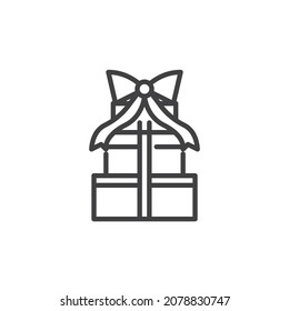 Xmas gift boxes line icon. linear style sign for mobile concept and web design. Christmas gifts outline vector icon. Symbol, logo illustration. Vector graphics