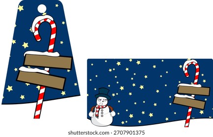 xmas gift card pack collection with snowman cartoon in vector art