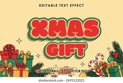 xmas gift editable text effect with christmas copy space background