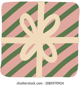Xmas gift icon present wrap vector top view