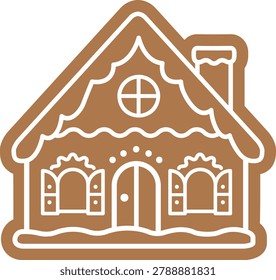 Xmas gingerbread house cookie flat vector illustration.
Gingerbread House with Icing Decoration
Christmas Gingerbread house clipart design isolated. 
For greeting card, poster, banner, leaflet.
Transparent background.