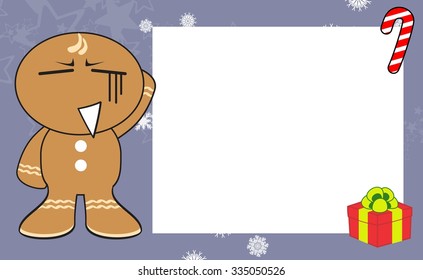 xmas gingerbread kid cartoon expression background in vcetorformat very easy to edit