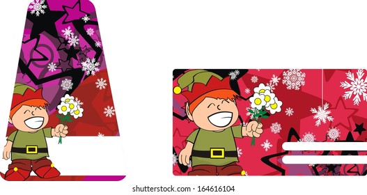 xmas gnome kid sticker card in vector format very easy to edit