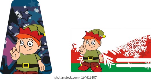 xmas gnome kid sticker card in vector format very easy to edit