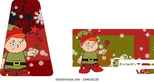 xmas gnome kid sticker card in vector format very easy to edit
