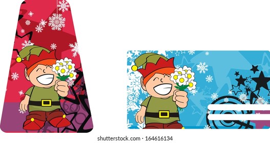 xmas gnome kid sticker card in vector format very easy to edit