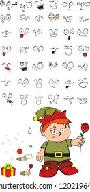 xmas gnomo kid cartoon set in vector format