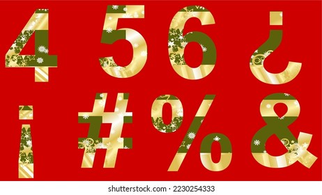xmas golden letters alphabet set pack illustration in vector format