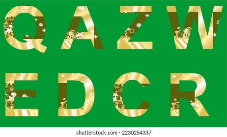 xmas golden letters alphabet set pack illustration in vector format