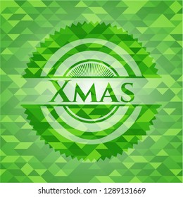 Xmas green emblem with mosaic ecological style background