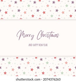 Xmas greeting card with stars. Christmas design. Vector