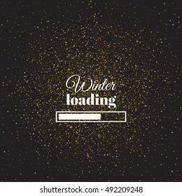 Xmas greeting card template. Abstract golden confetti background.