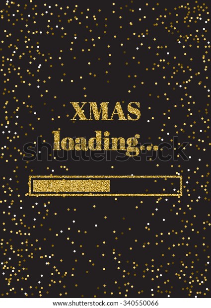 Xmas greeting card template. Abstract  golden\
confetti background.