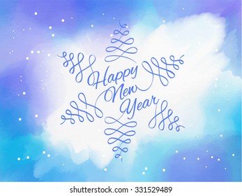 xmas greeting postcard with lovely nails drawn text on watercolour painting color smiling coloration water holiday nails star nocturnal fingers snowflake winter vacation background scene new ceremonia