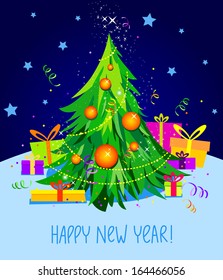 Xmas. Holiday background with Christmas tree. eps10