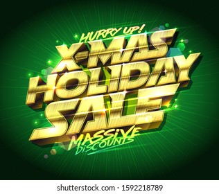 x-mas holiday sale, vector poster design, massive discounts