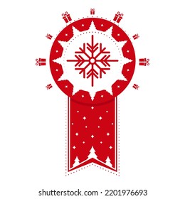 Xmas holiday stamp design with snowflake. Christmas decorative element for handmade gifts such as letters, gift bags. Vector illustration on white background.
