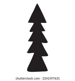 Xmas holiday tree linocut cartoon vector. 