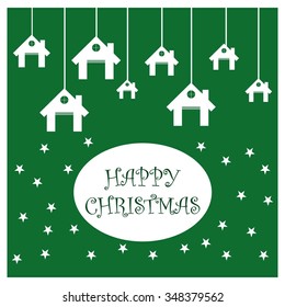 Xmas Home Icon Christmas decorative template Design, Christmas New Year Flat card illustration