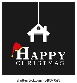 Xmas Home Icon Christmas decorative template Design, Christmas New Year Flat card illustration