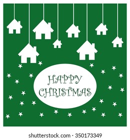 Xmas Home Icon Christmas decorative template Design, Christmas New Year Flat card illustration
