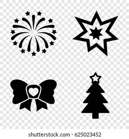 Xmas icons set. set of 4 xmas filled icons such as Christmas tree, bow