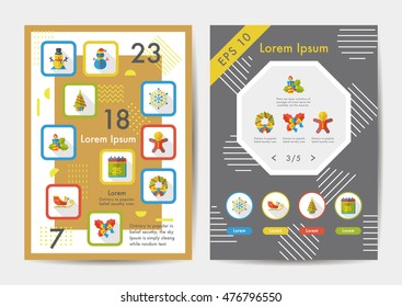 Xmas icons set with long shadow,eps10