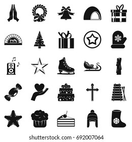 Xmas icons set. Simple set of 25 xmas vector icons for web isolated on white background