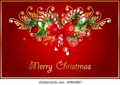 xmas illustration with candy cane decorated bow
