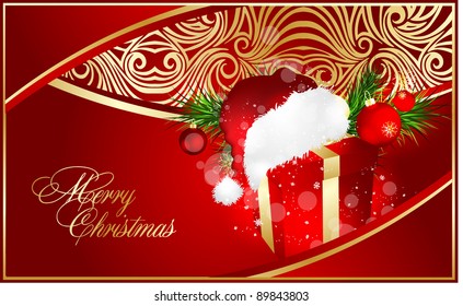 xmas illustration with red gift