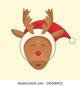 Xmas illustration Rudolph the red nosed reindeer