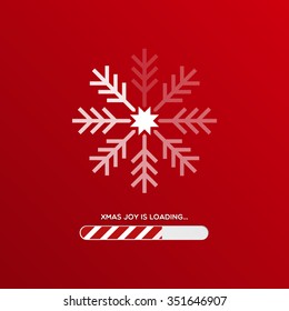 Xmas joy is loading. Christmas background with snowflake and loading bar