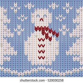 Xmas knitted snowman seamless card, vector illustration