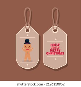 xmas label and cookie man over brown