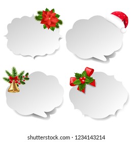 Xmas Labels Set With Gradient Mesh, Vector Illustration