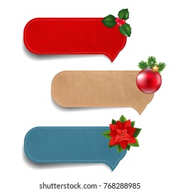 Xmas Labels Set With Gradient Mesh, Vector Illustration
