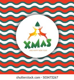 XMAS lettering typography. Handwriting text design with winter holidays. Creative font, minimal greeting card decoration on black background. Abstract vintage vector template, vector illustrator
