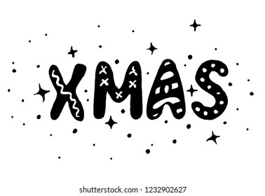 Xmas. Lettering / typography. Vector logo, emblems, text design. Usable for banners, greeting cards, gifts etc.