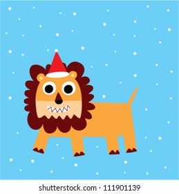 xmas lion doodle