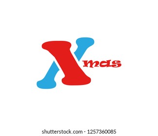 Xmas logo isolated on white background. Vector christmas text design. Usable for banners