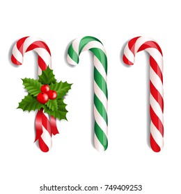 Xmas Lollipop Set With Gradient Mesh, Vector Illustration